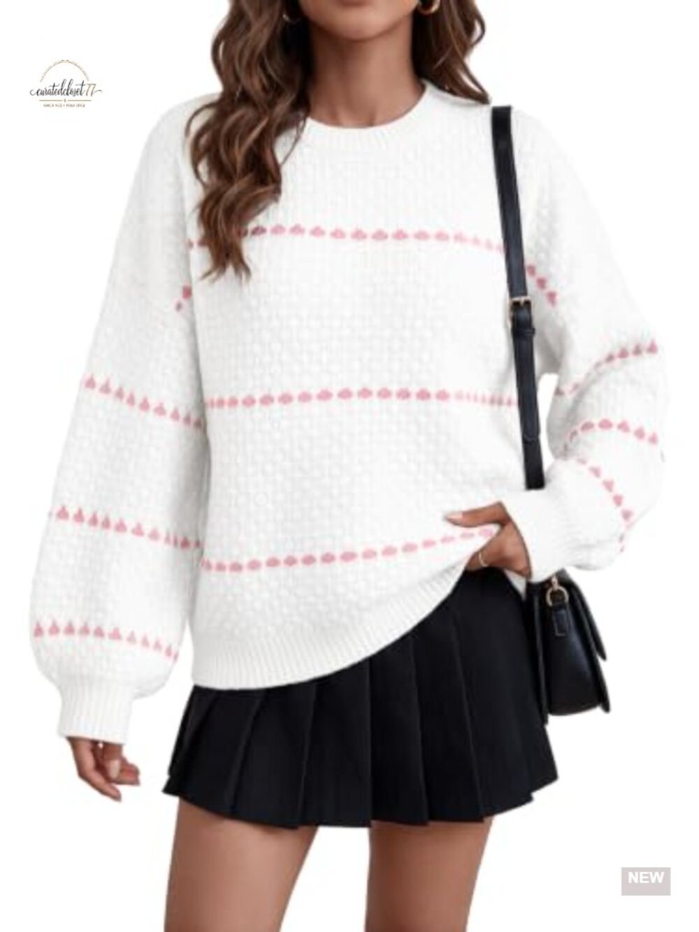 Oversized Chunky Knit Puff Sleeve Sweater Pullover Top